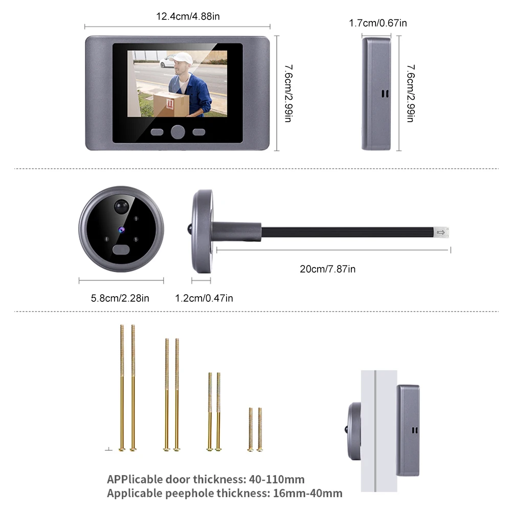 ไร้สาย Peephole Video Doorbells PIR Motion Detector ประตู Peephole Eye กล้อง 90 °   มุมกว้าง 2.8 นิ้วหน้าจอ LCD Home Security