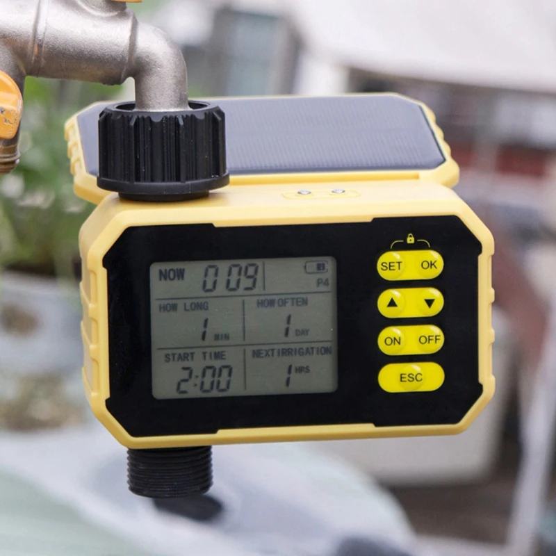 Solar Irrigation Controller Smart Garden Outdoor Faucet, Water Valve Gardening Automatic Watering Controller