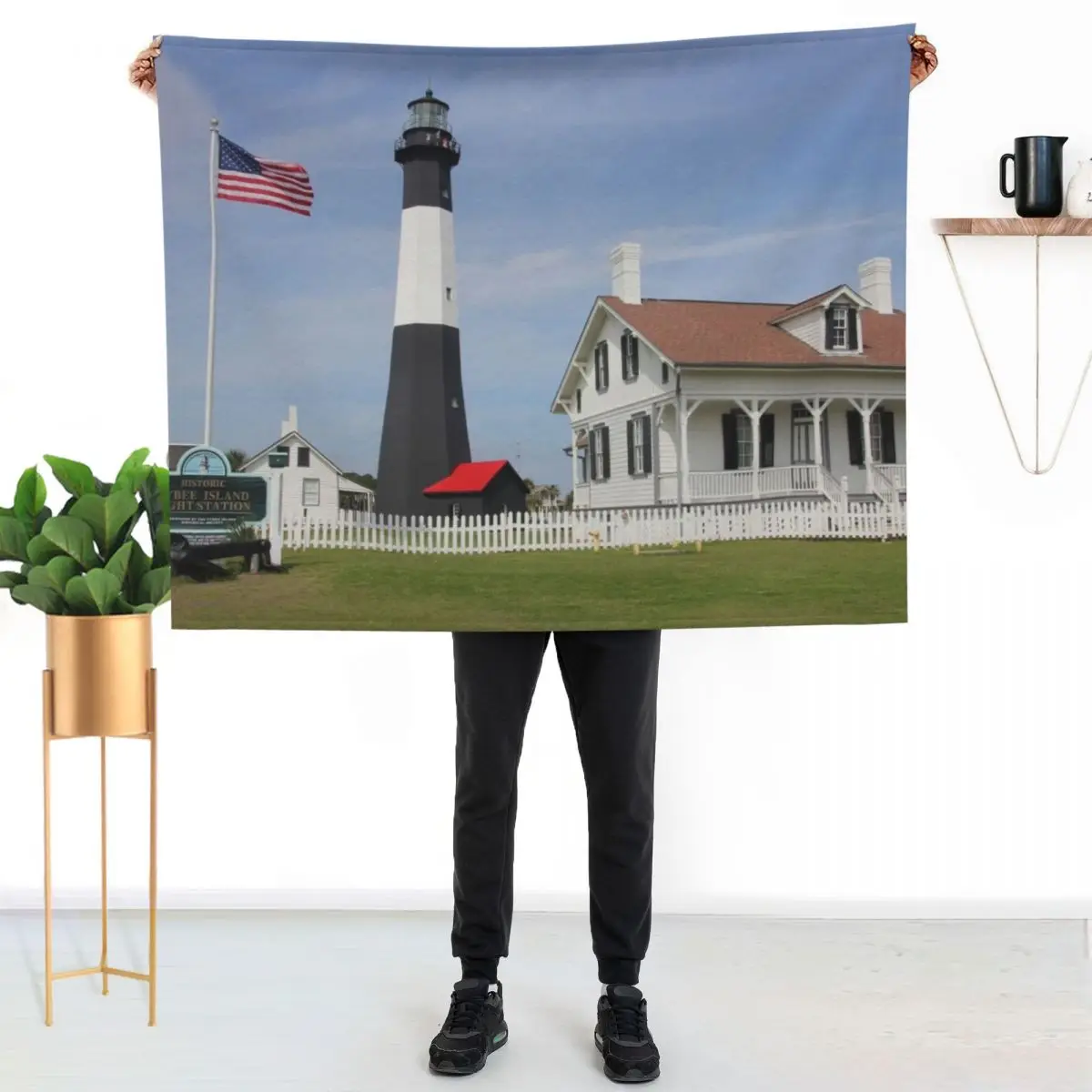 Tybee Island Lighthouse Throw Blanket Ultra Plush Cozy Blanket for Napping Sleeping