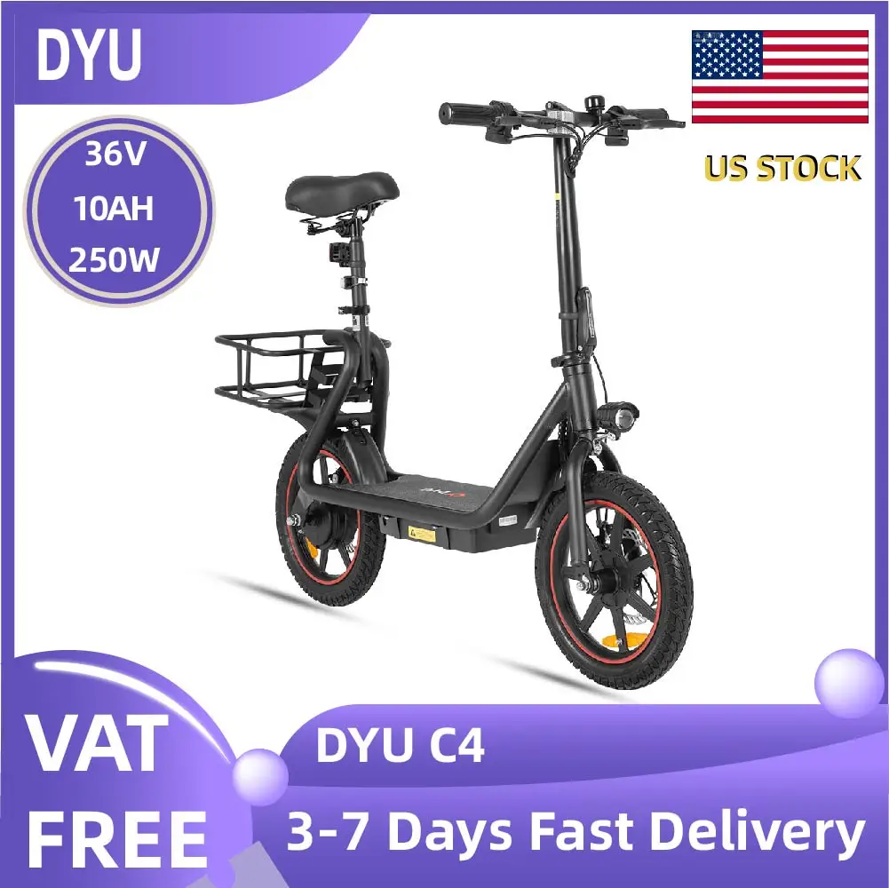 

DYU C4 Adult Electric Bicycle 36V 10AH battery E-bike 250W motor city Commuting ebike 14 Tire Foldable Electric Bike
