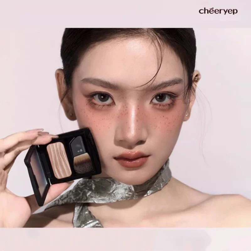 Chéeryep Rouge-Backpulver für Wangen, weiches, schimmerndes Rouge-Palettenset, zweifarbiger Samt-Textmarker, mattes Finish