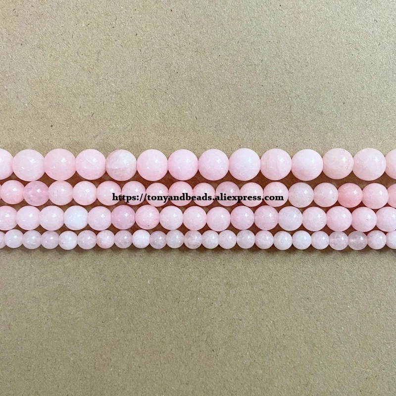 Natural A Quality Rose Quartz Color Jade Stone Round Loose Beads 6 8 10MM Pick Size For Jewelry Making DIY