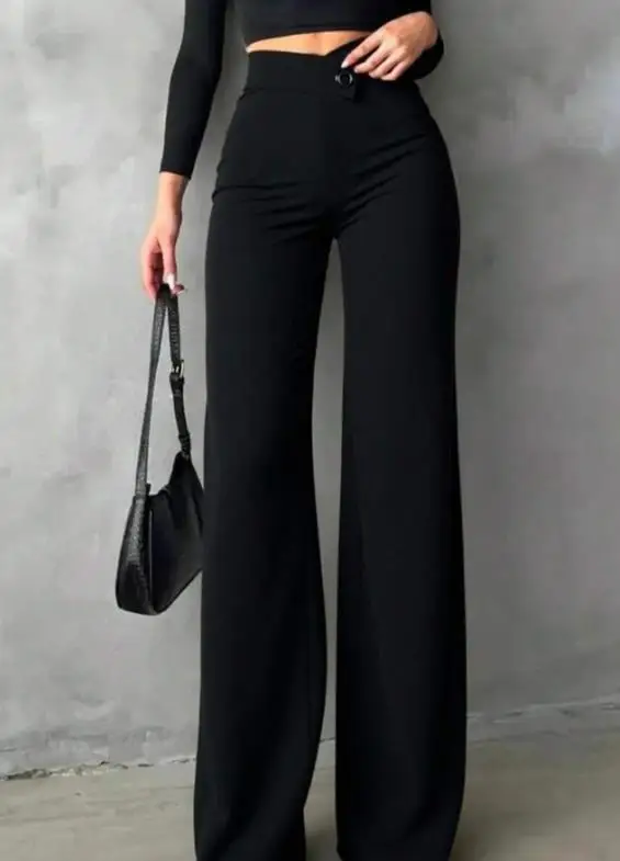

Women's Pants New Style Commuting High Waisted Straight Leg Pants, Hanging Feeling Slim Fit and Slimming Black Suit Pants