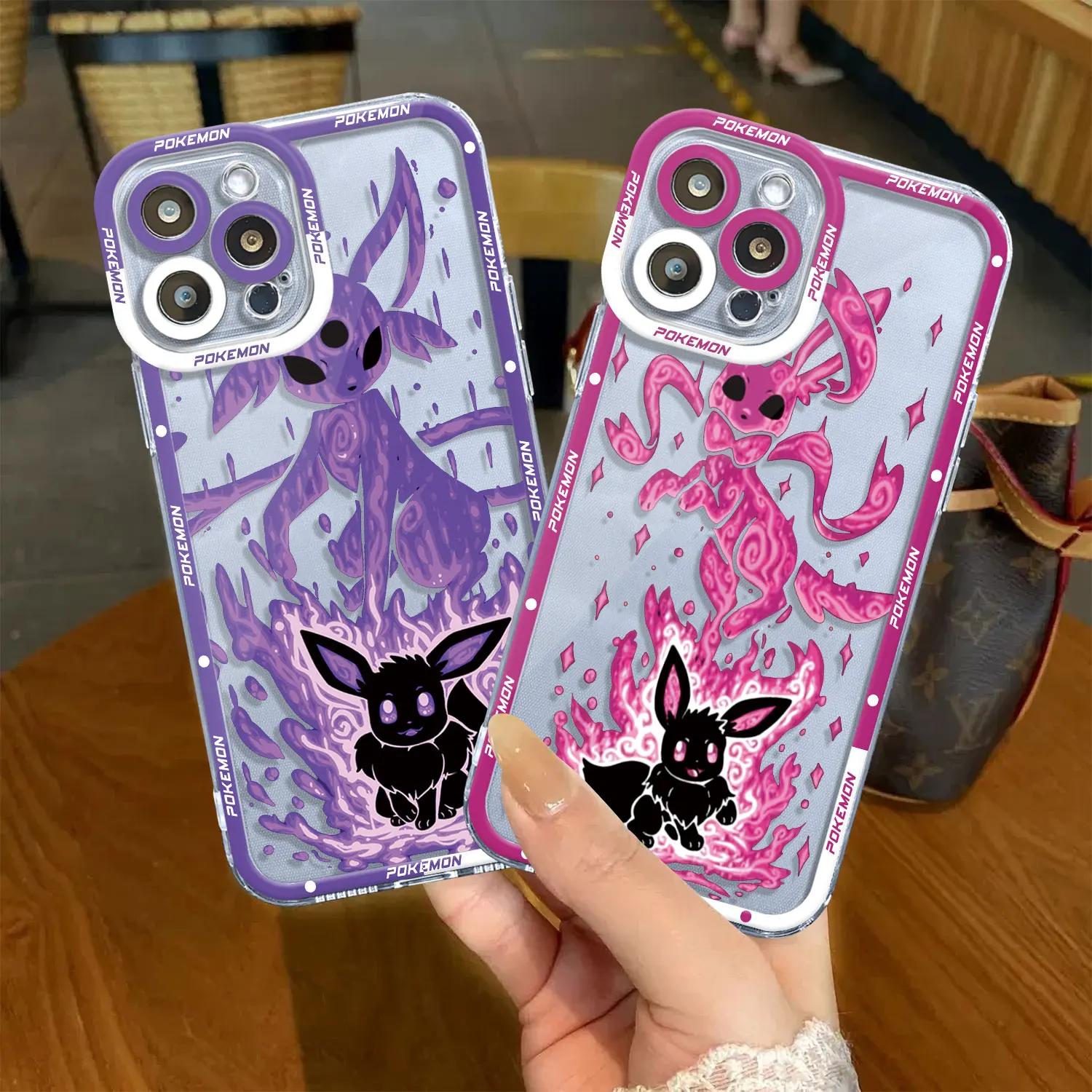 Clear Case for iPhone 15 14 Pro Max 8 6 15Plus 11 12Pro SE 2022 XR XS 13mini X XS Max Silicone Cover Water Eevee Pikachu Eevees