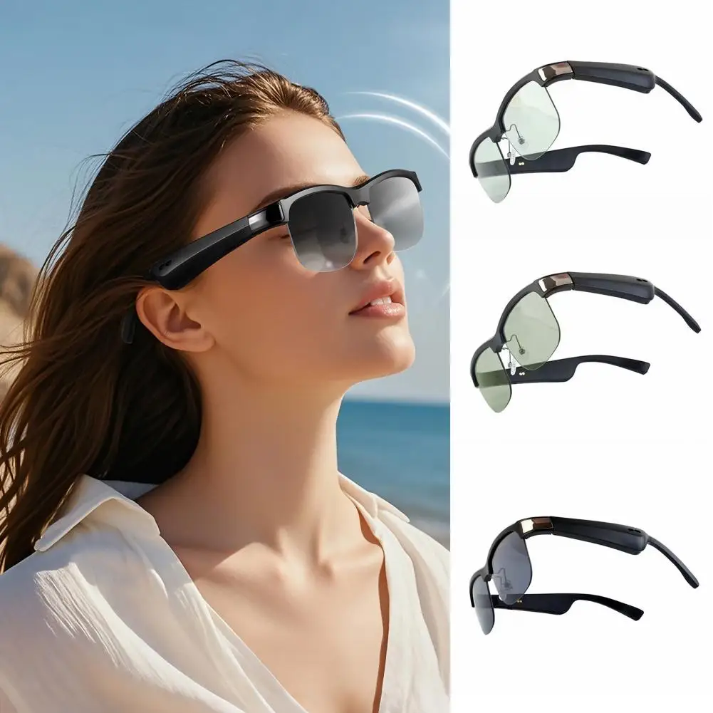 

1Set Smart Glasses with Speaker Bluetooth-compatible Sunglasses Ergonomic Design Rechargeable Photochromic Lens UV-Proof Glasses