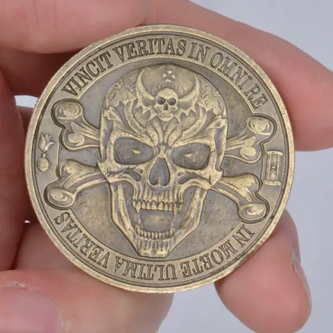 Daily Stoic Gift Hobo Nickel Vincit Veritas In Omni Re In Morte Ultima Veritas Skull Challenge Coins