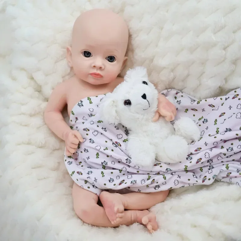 18 Inch Handmade Pure Platinum Painted Rebirth Doll Newborn Baby Girl Fashion Artist Series Soft Full Body Silicone Fine Doll