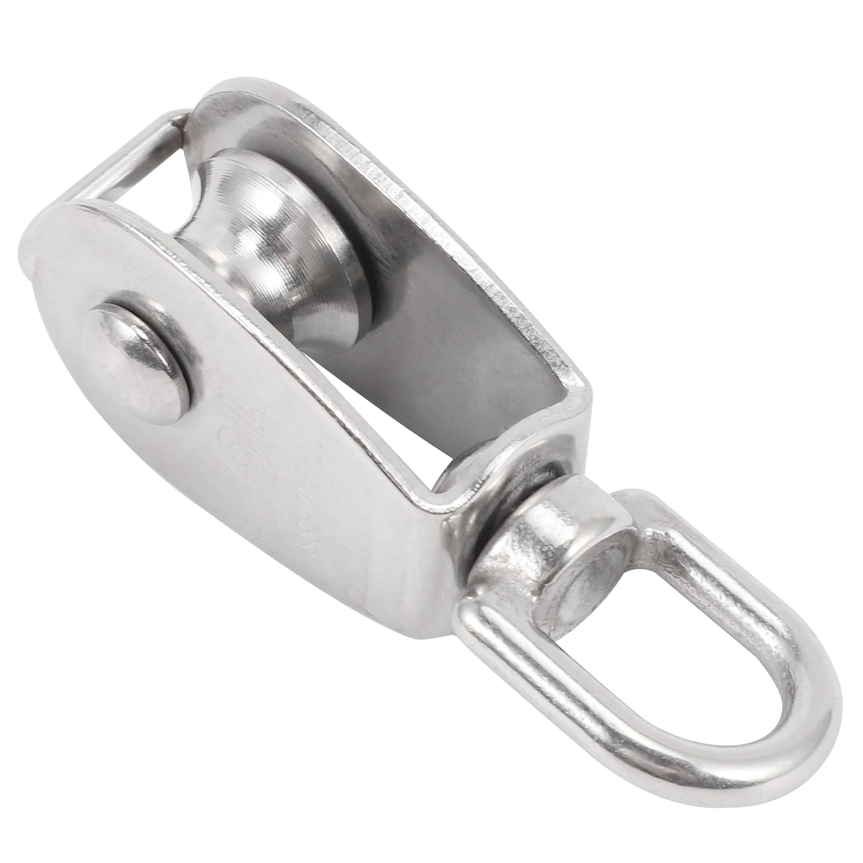 

ABFA 4PCS Single Pulley Block M15 Stainless Steel Small Pulley Roller For Rope Cord in Outdoor 360°Swivel Silver Pulley