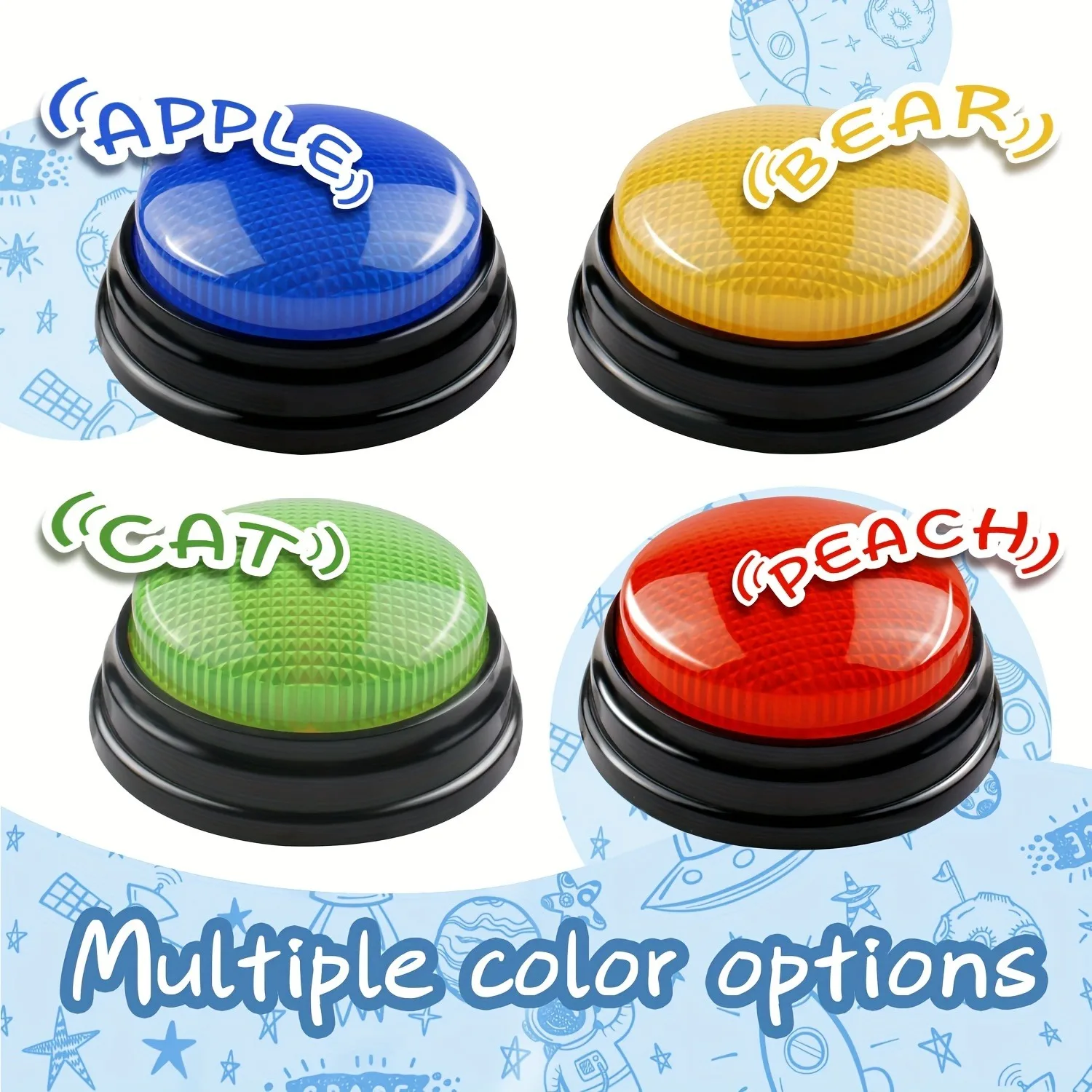 4pcs Buzzer for Trivia Games: Kids Game Show, Games, Classroom Answer Buzzer with Light & Sound,party time activity，Helloween