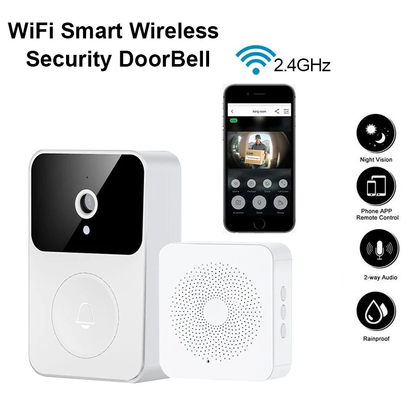 X9 Wireless Video Doorbell Home Door Bell 2.4Ghz Remote Language Intercom Mobile WiFi Intercom for Home