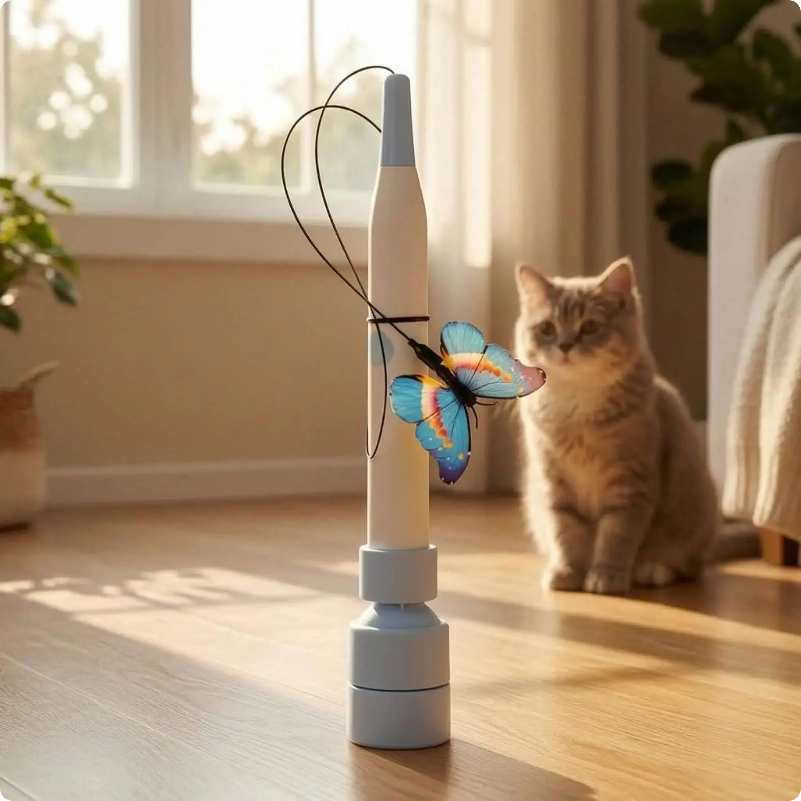 Reusable Power Feline Teaser Rod Toy Automatic Cat Teasing Toy Detachable