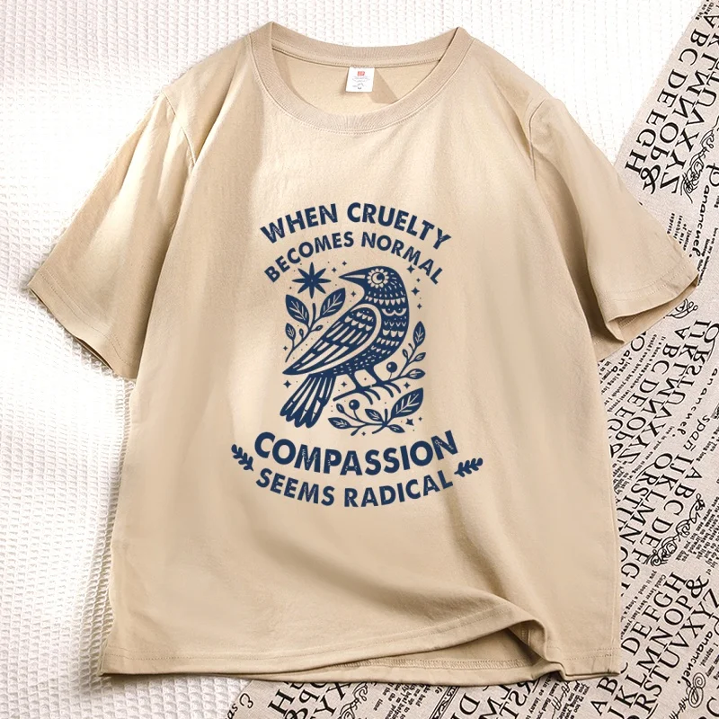 

Radicalized By Basic Decency T-Shirt Woman Feminist Activist T Shirt Casual Comfortable Round Neck Printed Tshirt Woman Clothes