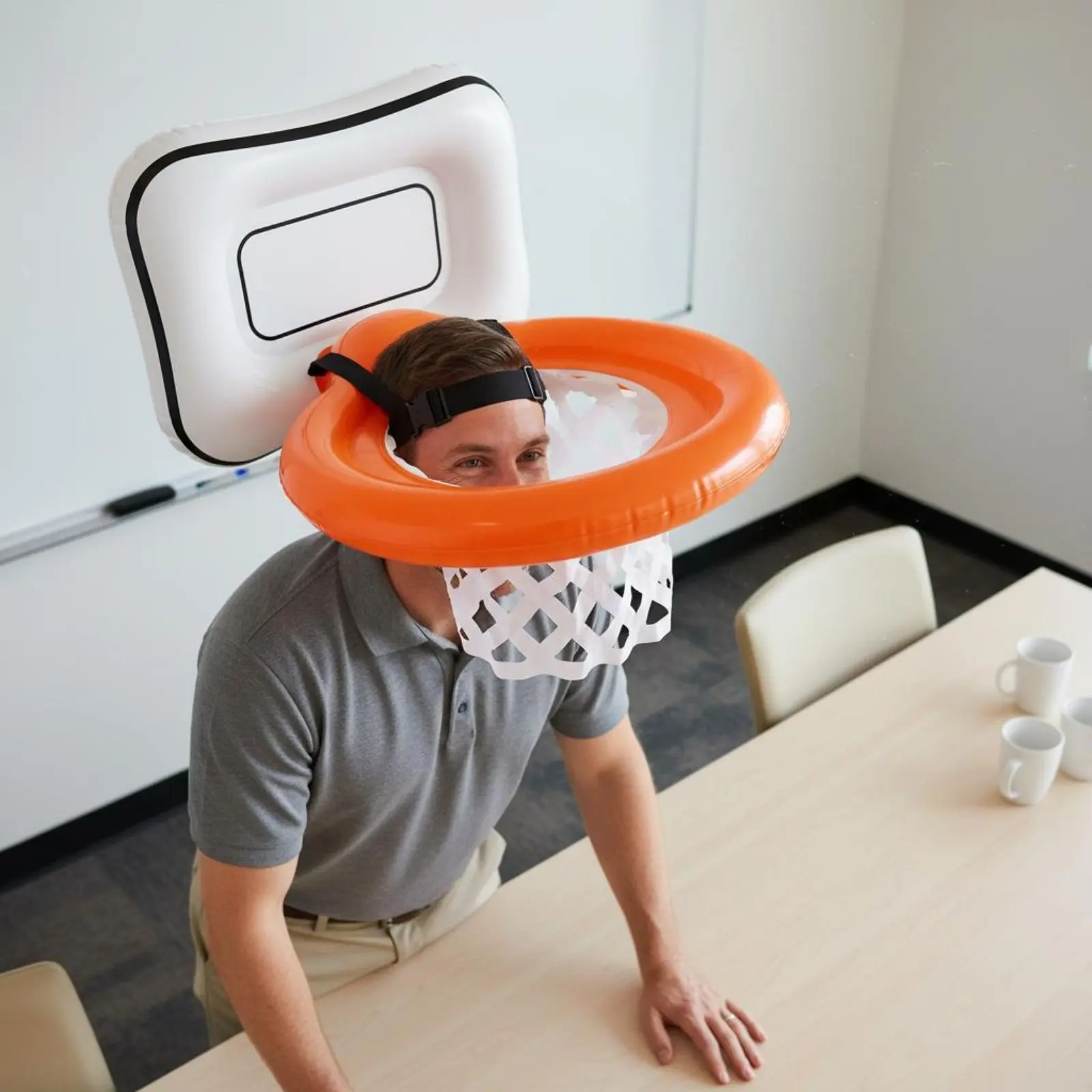 Inflatable Sports Hoop Headband Fun for All Ages Wearable Sports Hoop Toy Inflatable Head Toss Game Easy Assembly