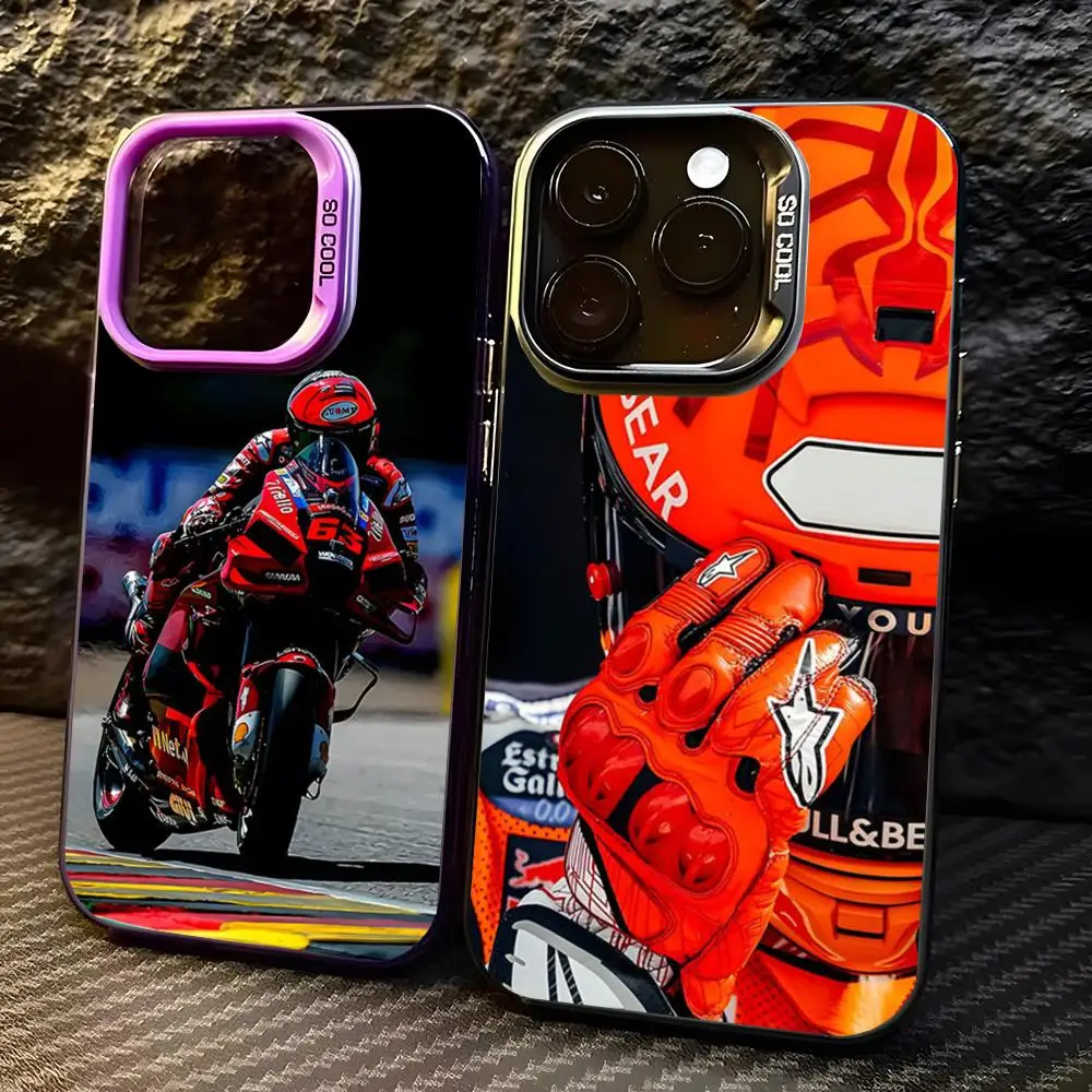 Francesco Bagnaia Moto 63 Handyhülle für iPhone 16 Pro Max 15 Pro 14 Plus 12 13 X XS Max XR 11 Pro Bunte silberne Abdeckung