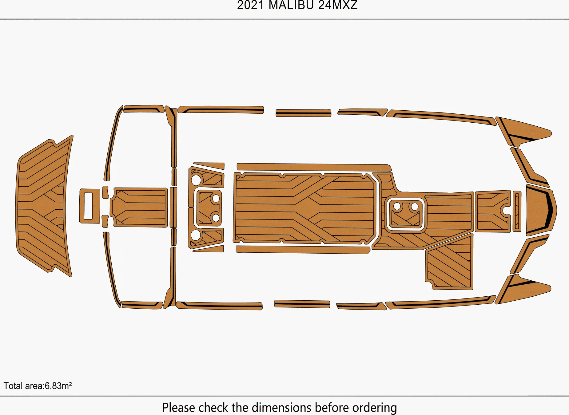 Non-Slip EVA Faux Marine Mat Self-Adhesive 6mm Yacht Cockpit Pad for 2021 Malibu 24 MXZ Boat Decking Easy Install