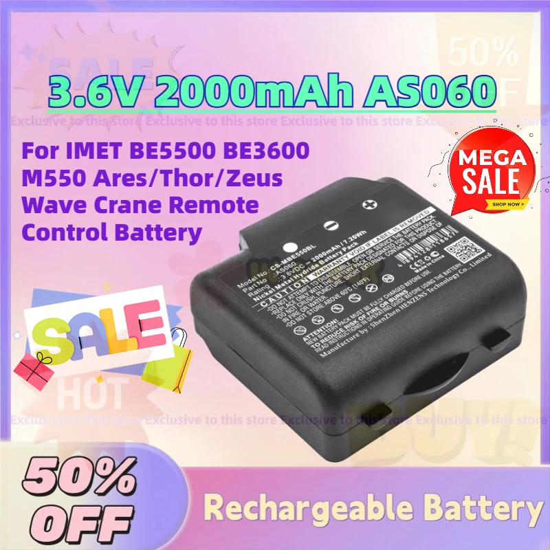 High-Quality New 3.6V 2000mAh AS060 Ni-MH Battery for IMET BE5500 BE3600 M550 Ares/Thor/Zeus Wave Crane Remote Control Battery