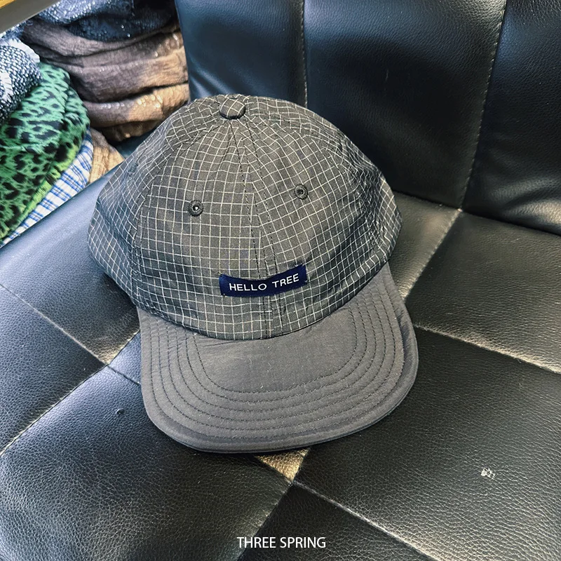 Korean New Niche Check Embroidery Letter Quick-drying Hat Spring and Summer Outdoor Wide-brim Sunshade Baseball Caps 3