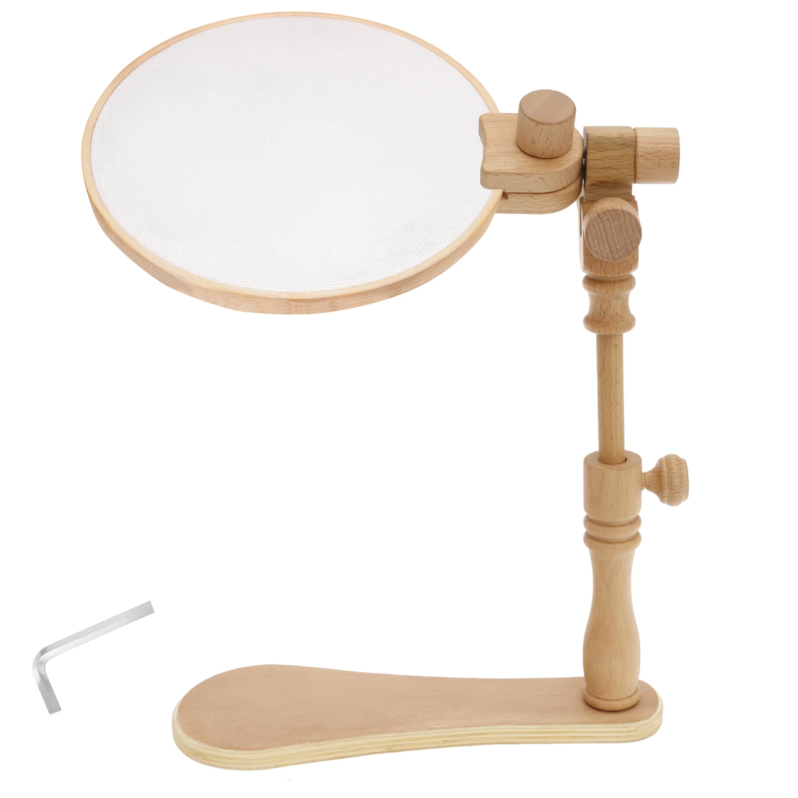 

Embroidery Hoops Stand Adjustable Hands Cross Stitch Stand Versatile Beech Wood Holder Rotary Hoop Holder Embroidery Tool