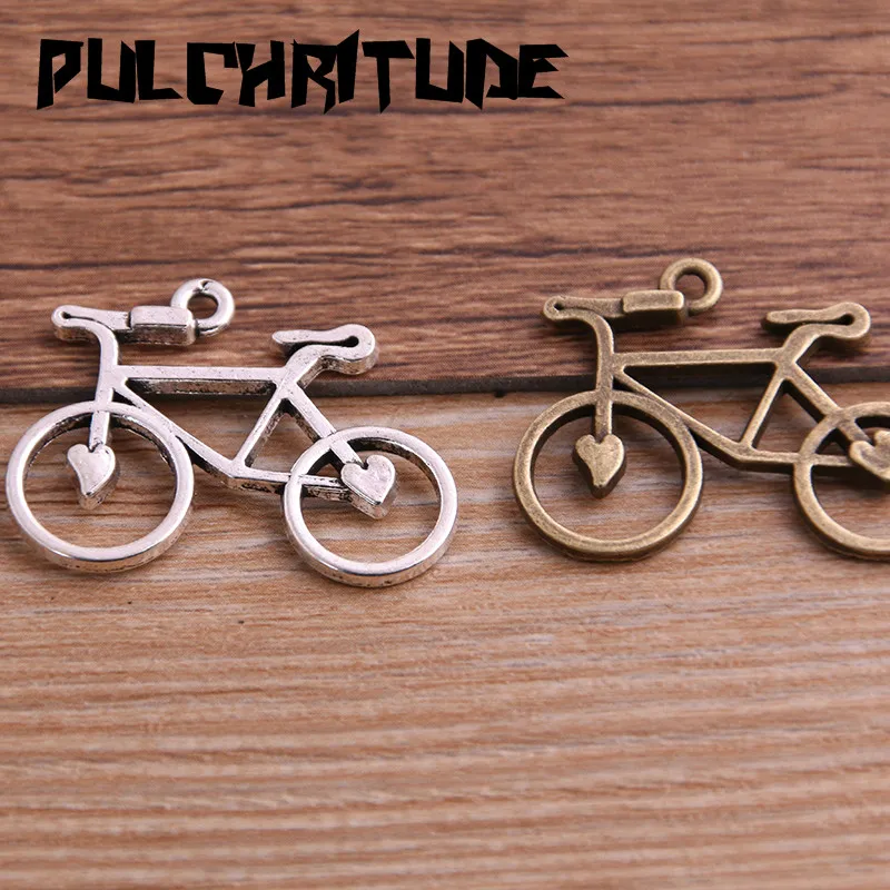 10PCS 24*31mm Metal Alloy Two Color Bicycle Charms Sports Pendants For Jewelry Making DIY Handmade Craft