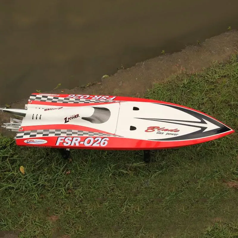 RC Gasoline Speedboat Model 26CC/30CC Engine Remote Control Ship Model Toy Gift Racing O-boat Fiberglass Hull Finished Product