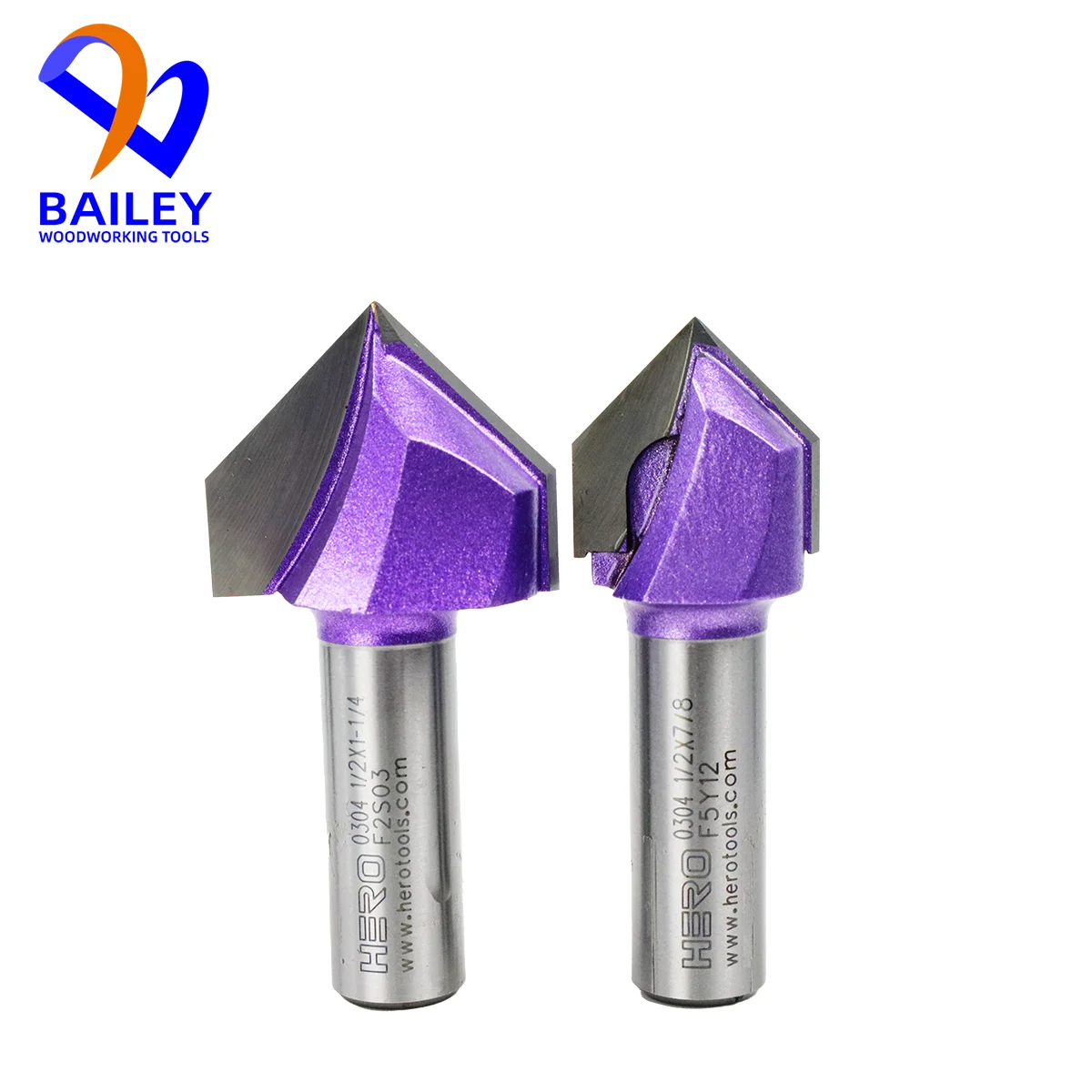 BAILEY 1PC V-type Grooving Bit Woodworking Tool Milling Cutter Carbide CNC Router Bit For Wood MDF Cutting Slotting Engraving