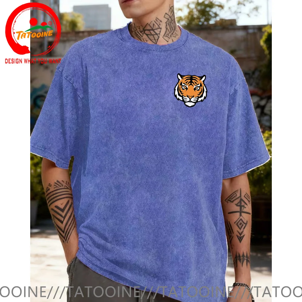 

Винтажная хлопковая футболка с рисунком тигрового лица, мужская модная модная повседневная одежда, летняя футболка, уличная футболка в стиле хип-хоп