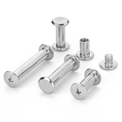 M3 M4 M5 M6 A2 304 Stainless Steel Flat Head Rivet Book To Lock Screw Album Butt Screw Nut Recipe Cross Ledger Child Mother Nail