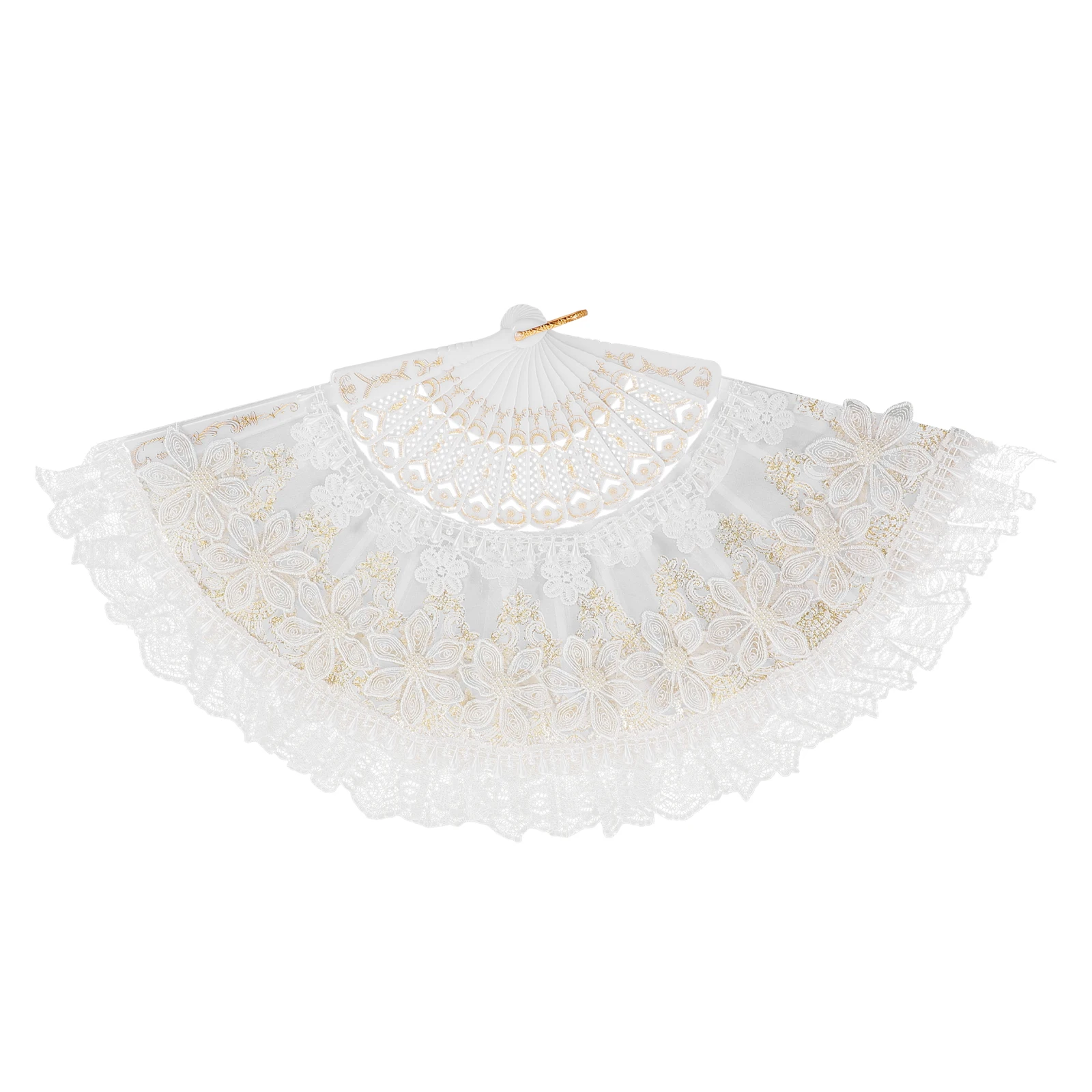 

Vintage Handheld Folding Decorative Bride Women Diy Craft Fan Chinese Cloth Fans Dancing Props Chinese Lace Round