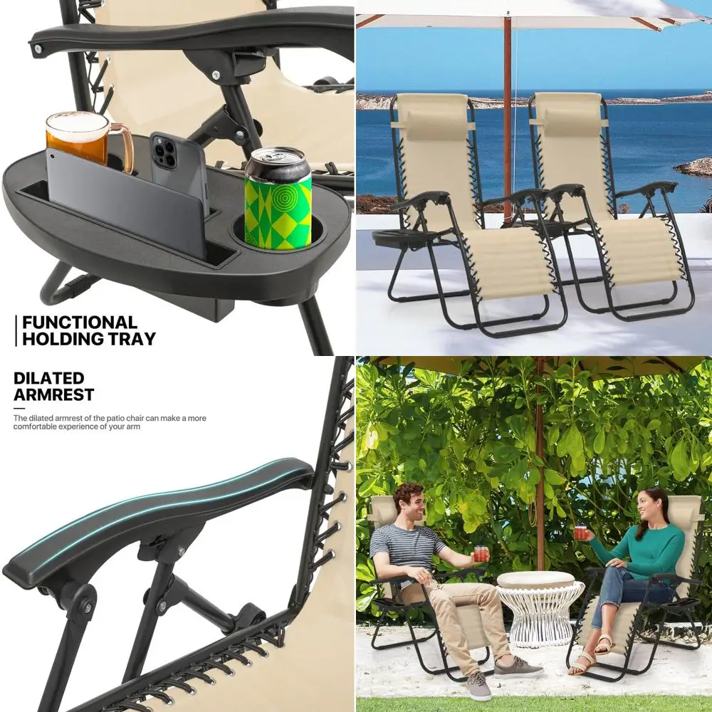 

Садовое кресло-шезлонг для взрослых, кремового цвета, идеально подходит для газона, пляжа и отдыха