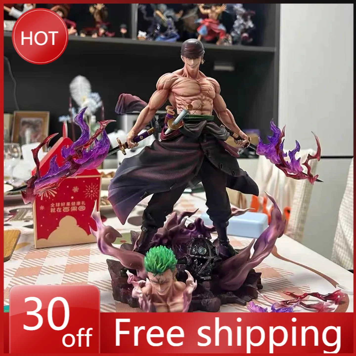 

28cm ONE PIECE Anime Figure Roronoa Zoro Burst of Anger PVC Model Peripheral Desktop Decoration Ornaments Gifts Toys