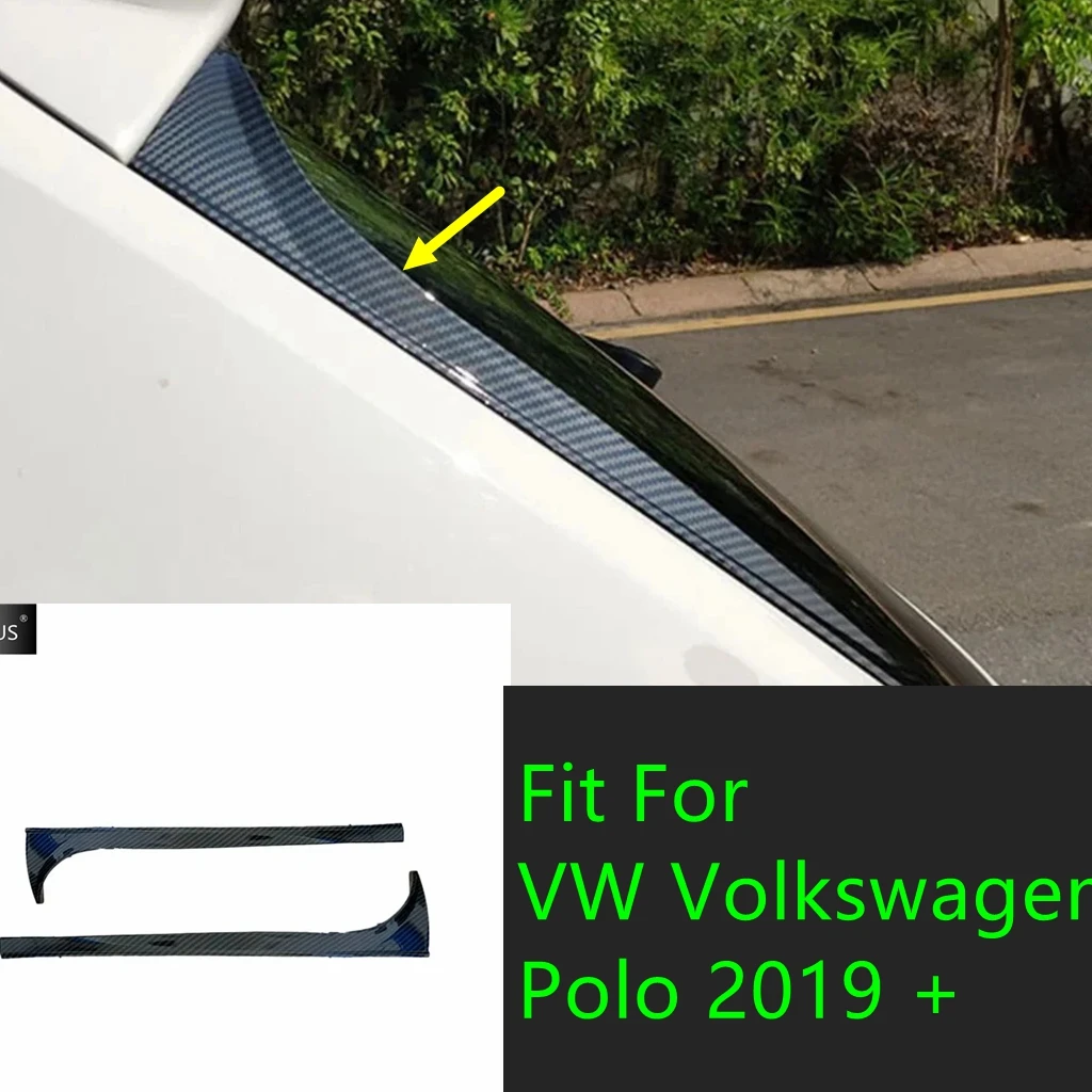 

Auto Rear Behind Window Spoiler Wing Lip Sticker Cover Trim For VW Volkswagen Polo 2019 - 2023 Carbon Fiber Exterior Accessories