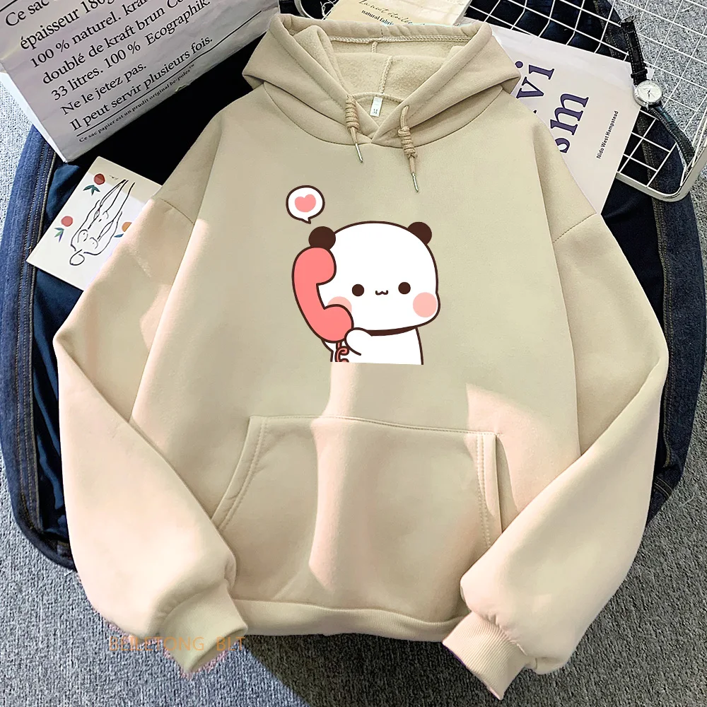 Panda Bear Bubu Dudu Calling Sweatshirts Casual Women/Men Cartoon Printing Hoodies Cute Girls Winter Fleece Hooded Pullovers