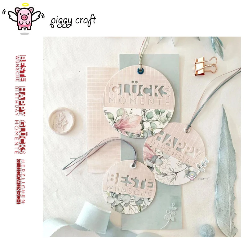 Piggy Craft Metall-Stanzformen, geschnittene Matrizenform, Buchstaben-Hintergrundrahmen, Sammelalbum, Papierhandwerk, Messerform, Klingenstanzer, Schablonen