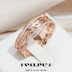 SYOUJYO Luxury Bride Wedding Rings For Women Natural Zircon Ethnic Fine Jewelry 585 Rose Gold Color Fashion Rings Gift