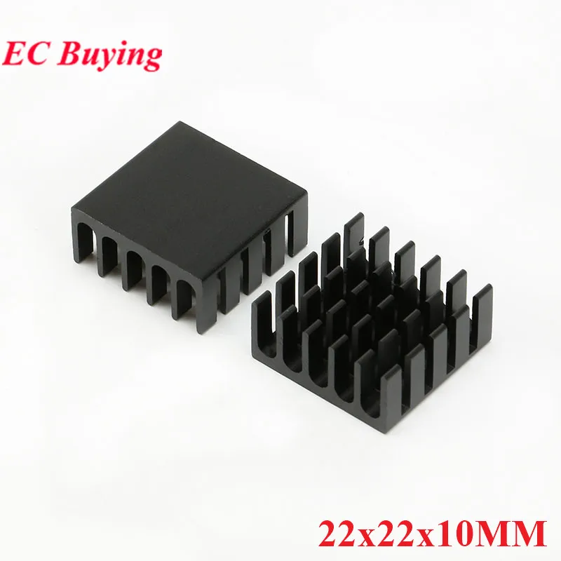 5pcs 22*22*10mm Heatsink Cooling Fin Radiator Aluminum Cooler Fan Heat Sink Black 22X22X10mm for IC Chip LED CPU Route Computer