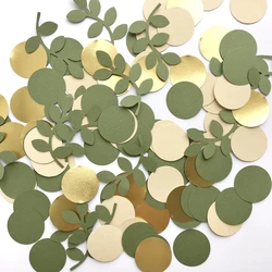 1Pack Sage Leaves Confetti Green Gold Pink Round Paper Confetti Wedding Birthday Party Decorations Baby Shower Table Scatter