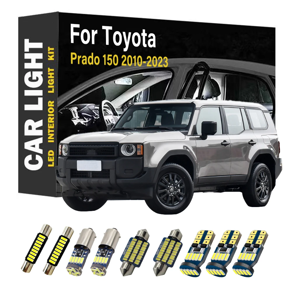 16Pcs LED Bulb Interior Reading Door Trunk Plate light Kit For Toyota Prado 150 LC150 2010 2011 2012 2013- 2020 2021 2022 2023