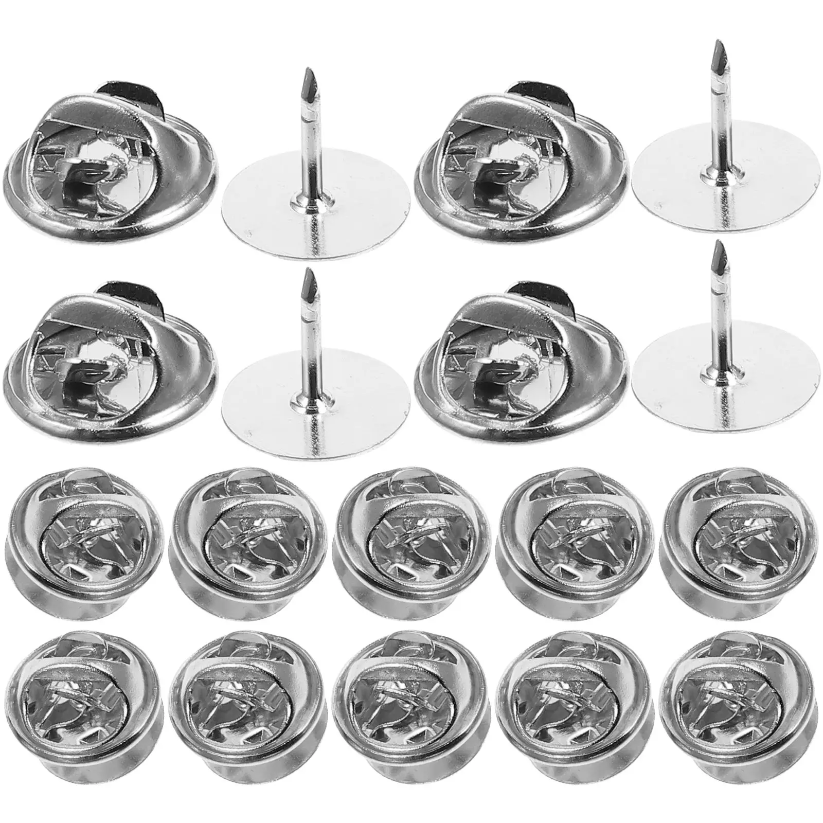 

50 Sets Silver Copper 10mm Pin Backs for Lapel Brooch Tie Hat Badge DIY Jewelry Craft Supplies Lightweight Portable