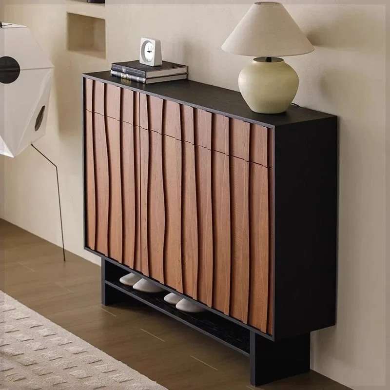 

Slippers Wooden Shoe Cabinet Organizer Mobile Storage Hidden Shoe Shelf Dorm Essentials Vertical Zapatero Entrance Furniture