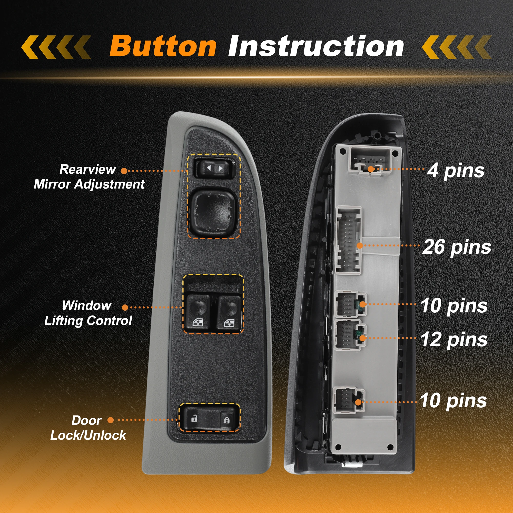 

UXCELL Driver Side Power Window Switch 15883318 Gray for Avalanche Silverado Suburban