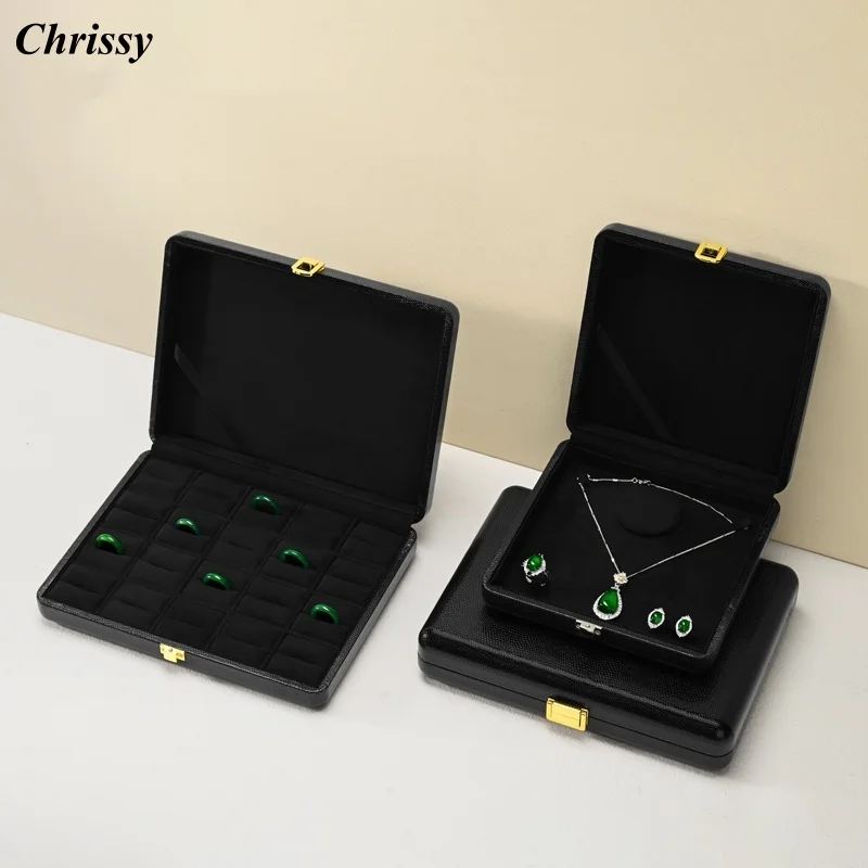 

luxury jewelry box, high-end leather ring, necklace, earring, jewelry storage box, display, packaging