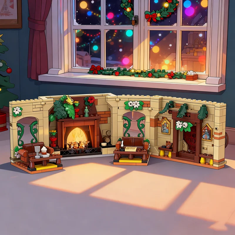 Maison MOC pour salle commune, 470 pièces, blocs de construction, modèle Harry, Architecture, cadeaux de noël, jouet, idée éducative, brique