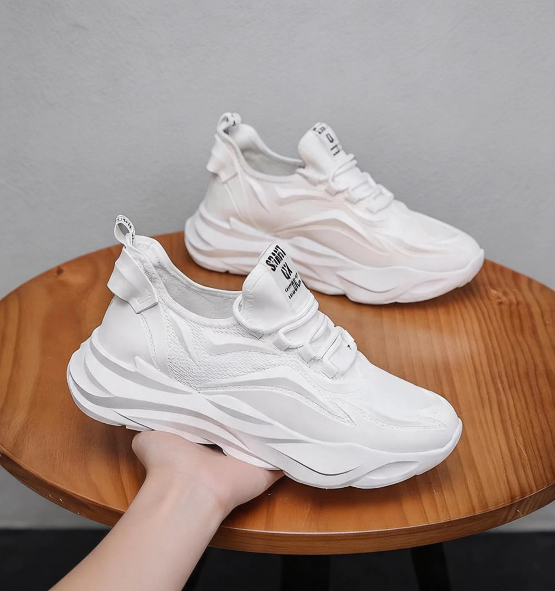 Solid-Color Men's Breathable Mesh Sneakers with Built-in Heel Lift: Fall Dad Shoes