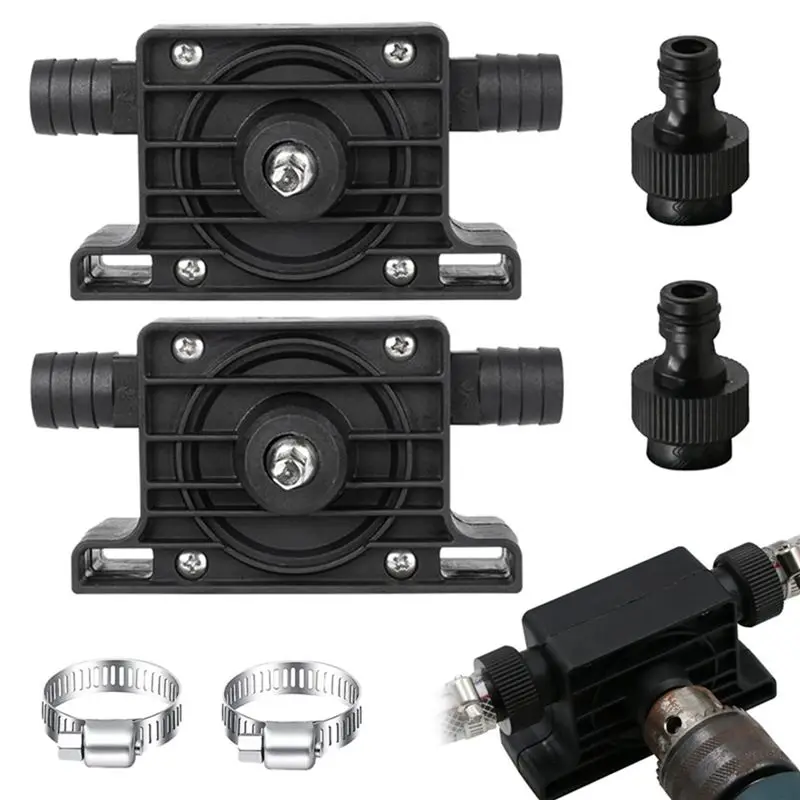 NEW! 2 Pack Hand Electric Drill Water Pump, Portable Mini Oil Pump with Water Hose Quick Connectors Self Priming Fluid Pump
