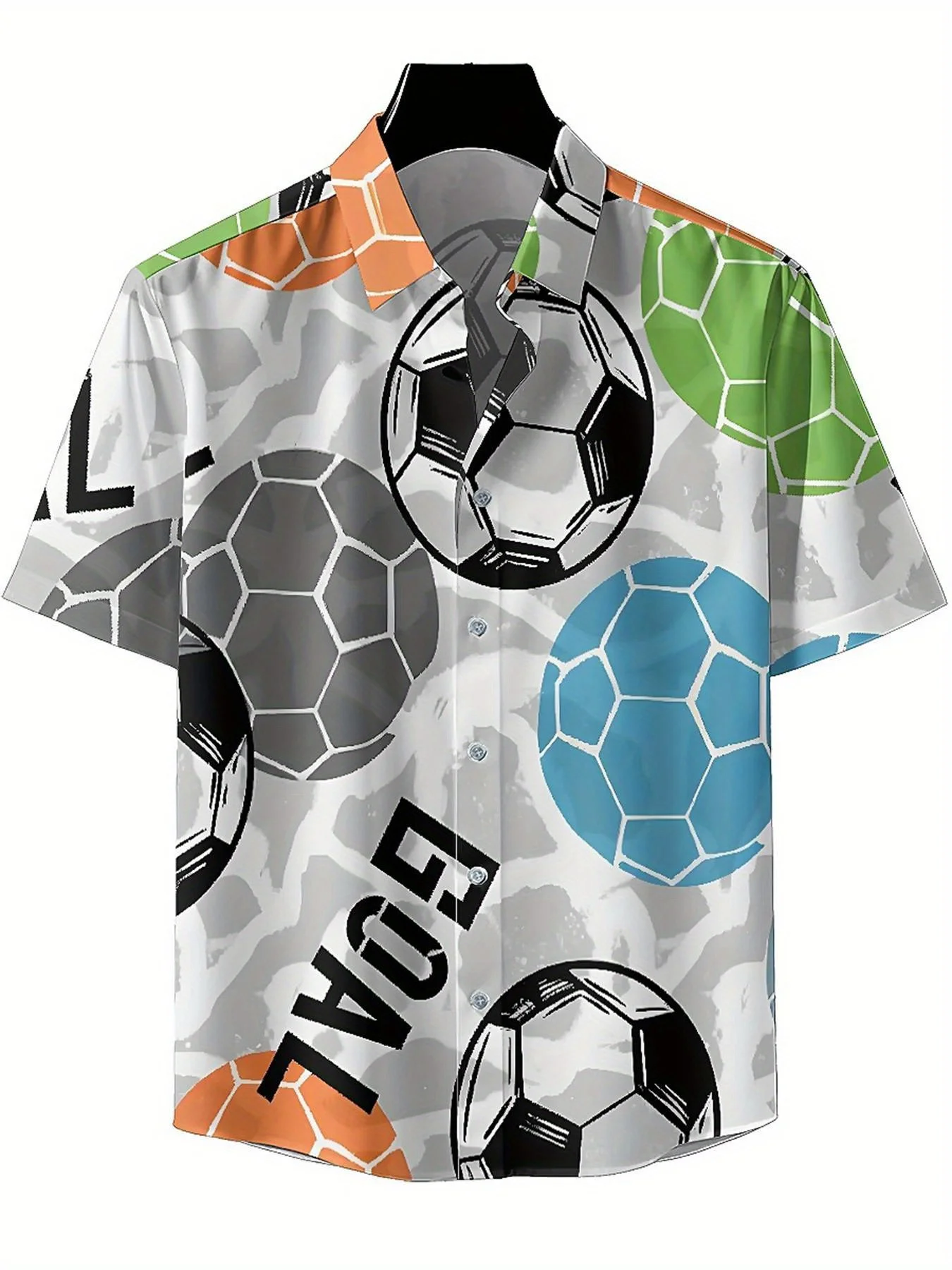 Men's Plus Size Hawaiian Shirts Colorful Football Theme pattern,New in Summer Fashion Tops,Hip Hop Rock Streetwear