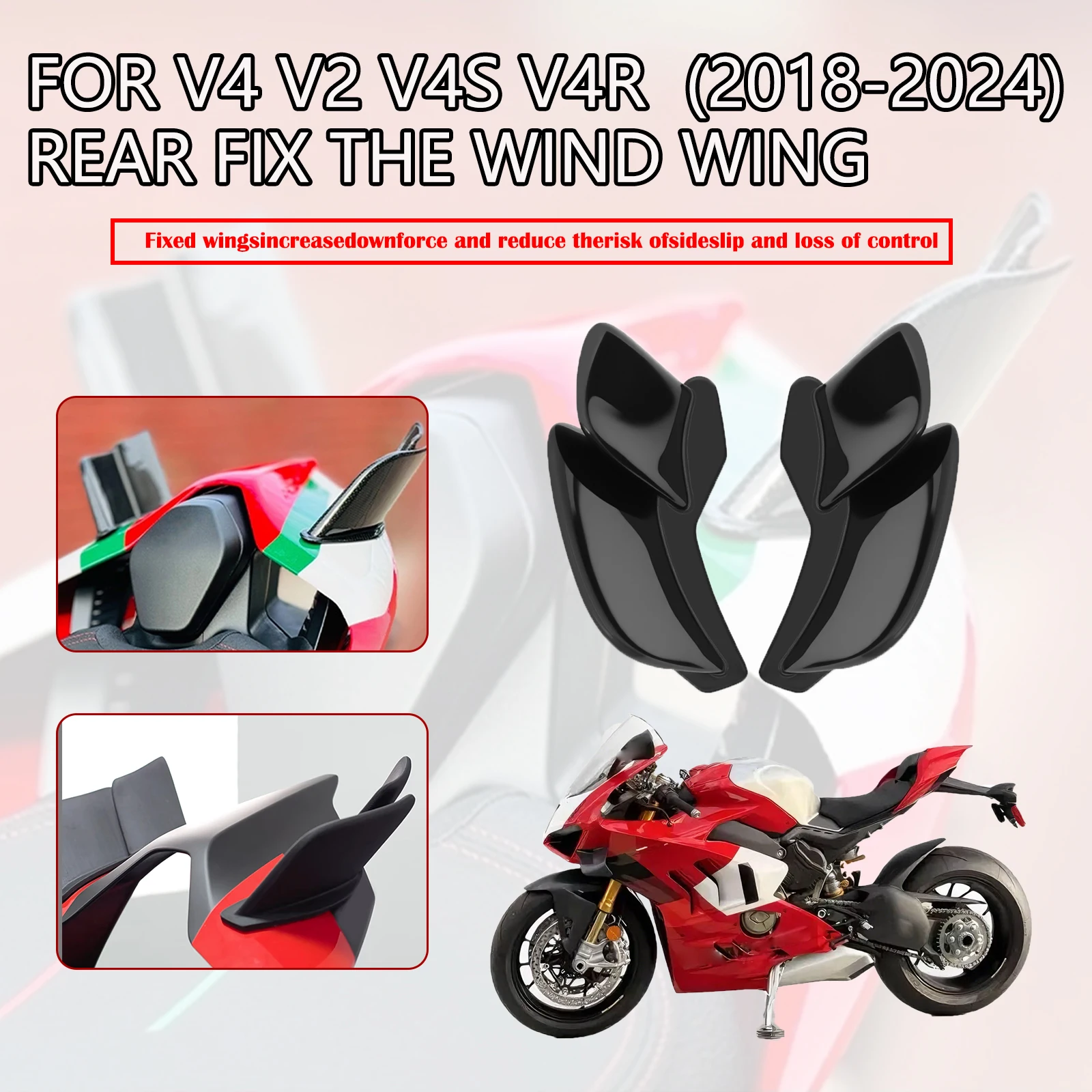 

For Ducati Panigale V2 V4 V4S V4R 2018-2024 2021 2022 2023 New Motorcycle Rear Wing Rear Fixed Wing Rear Spoiler Rear Tail Wing