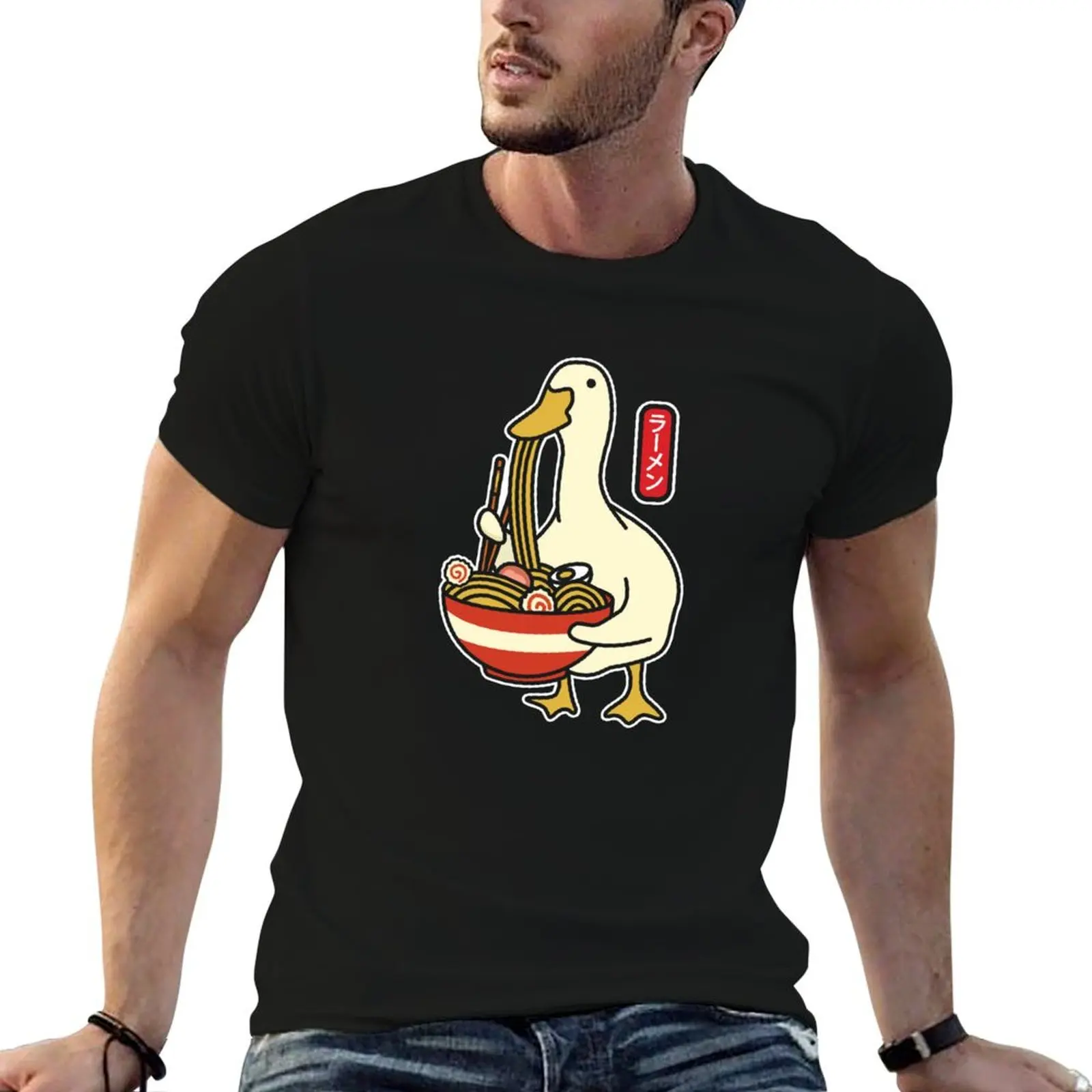 Goose Ramen Noodles T-Shirt Summer Print Short Sleeve Tee