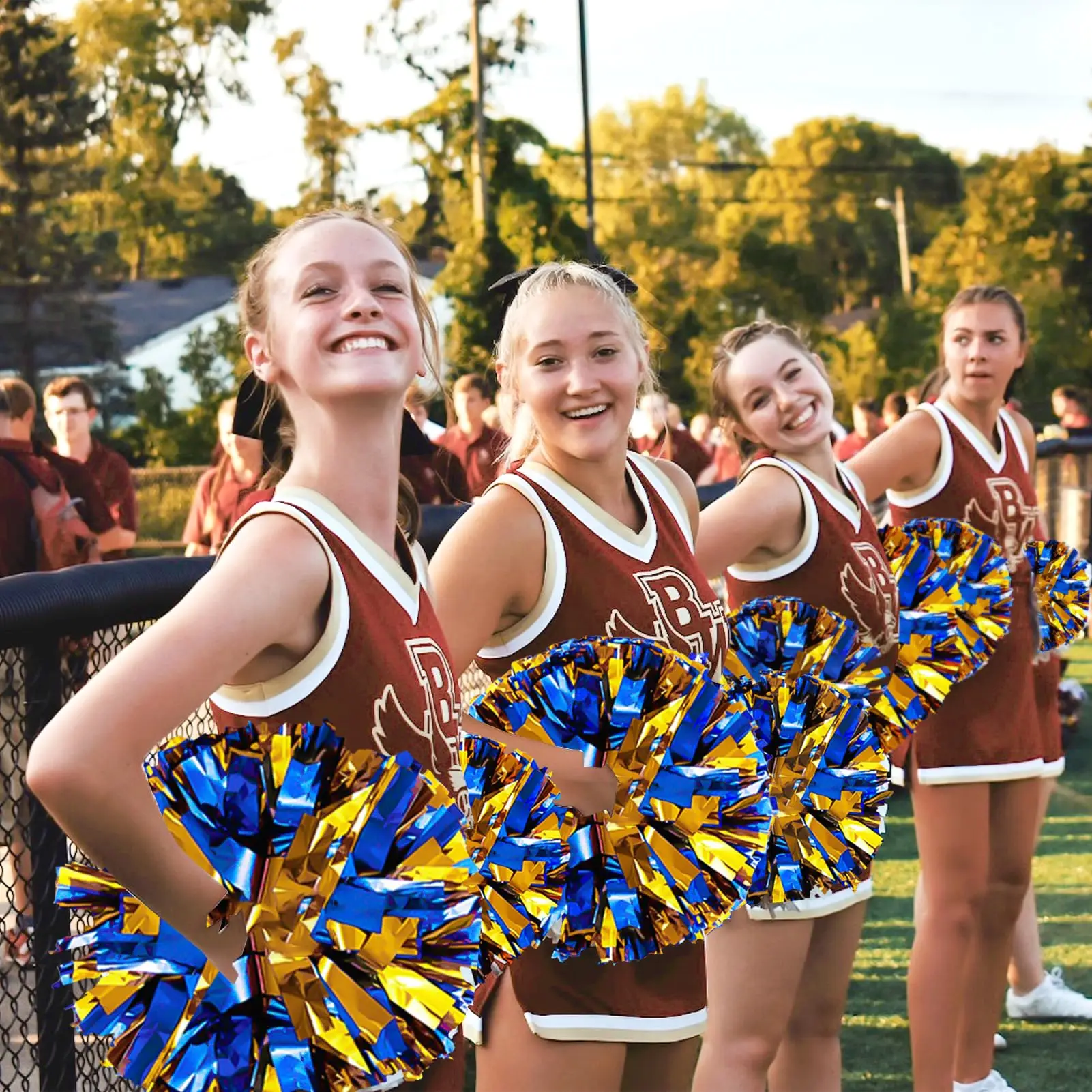 6-60 Stuks Pom Poms Cheerleading Geschenken Metallic Pompoms met Baton Handvat Cheer Ballen Juichen Squad Geest Team sport Dans Rekwisieten