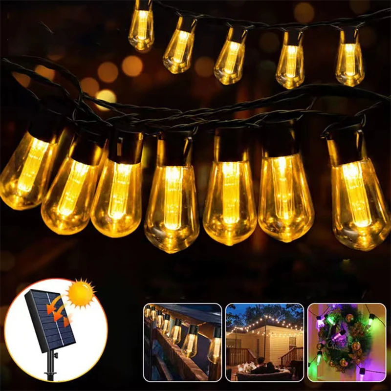 

Outdoor Solar String Lights LED IP65 Waterproof Edison Bulb Retro Vintage Christmas Garland Garden Party Decoration Fairy Lamp