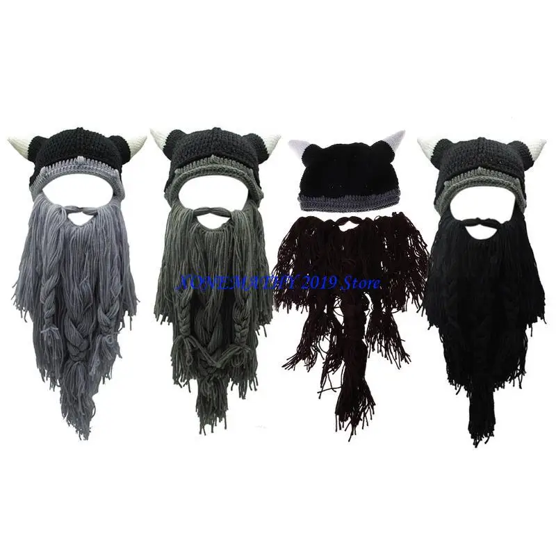 F42F قبعة صغيرة رائعة من البربري المتشرد للهالوين قبعات صوف متماسكة مبتكرة